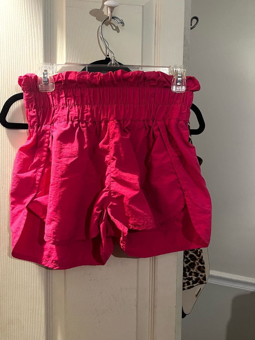 Size Medium High-Waist Smocked Hot Pink Women's Shorts. From a boutique.